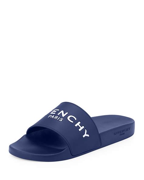 whats the difference between men and women givenchy slides|Givenchy blue slide sandals.